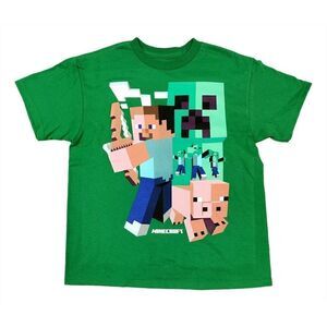 Minecraft Shirt Steve Pig Creeper Zombie Art Deco T-Shirt Tee XL (14-16)